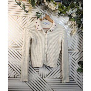 MUSIER PARIS Women's Andrea Cardigan Button Up Floral Cotton Knit Size 38